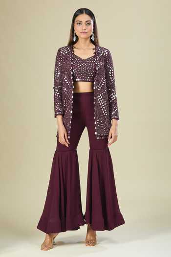 Mehak Murpana Mirror Embroidered Jacket Sharara Set 