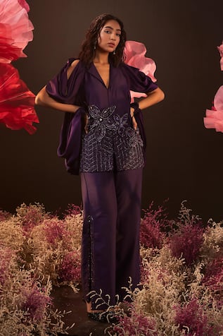 Rishika Singh Flora Embroidered Jacket & Flared Pant Set 