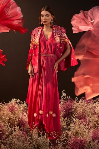 Rishika Singh Embroidered Jacket & Asymmetric Dress Set 