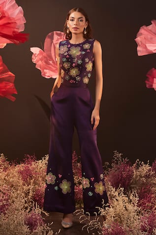 Rishika Singh Embroidered Corset Blouse & Flared Pant Set 