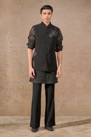 Tarun Tahiliani Bloom Patchwork Waistcoat Kurta Set 