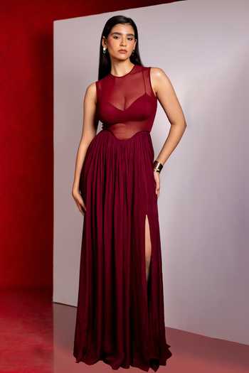 Pinup By Astha Curved Waist Gown With Bralette 