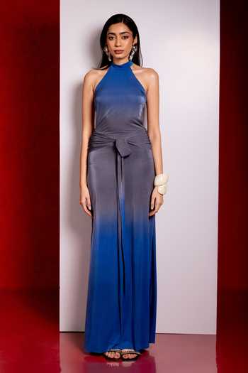 Pinup By Astha Halter Neck Ombre Gown 