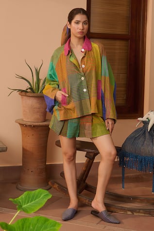 Swatti Kapoor Multicolor Stripe Patchwork Woven Jacket 