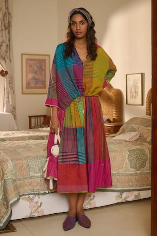 Swatti Kapoor Multicolor Stripe Patchwork Woven Shirt 