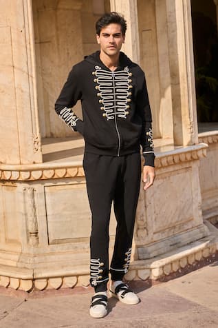 Dash And Dot Dori Embroidered Black Hoodie 