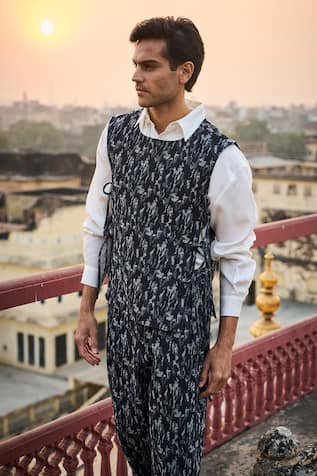 Dash And Dot Abstract Denim Overlay Jacket 