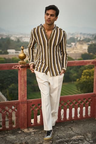 Multi Color Hooded Stripe Shirt 