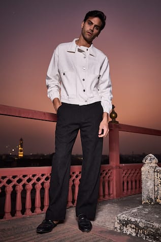 Dash And Dot Geometric Textured Shacket & Pant Set 