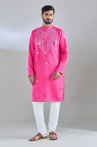 Arihant Rai Sinha Mirror Embroidered Pink Kurta 