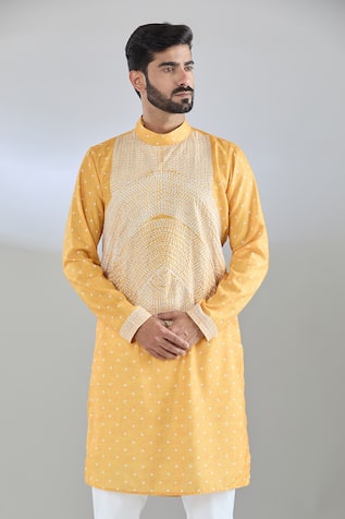 Arihant Rai Sinha Bandhani Print Yellow Kurta 