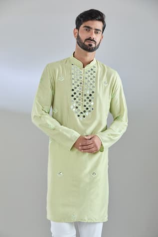 Arihant Rai Sinha Mirror Embroidered Green Kurta 