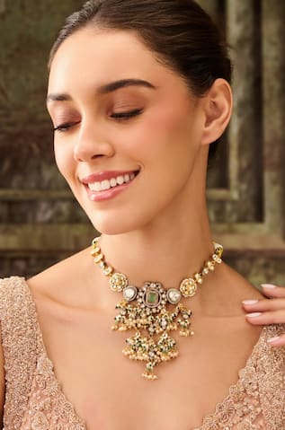 Floral Kundan & Pearl Choker Necklace 