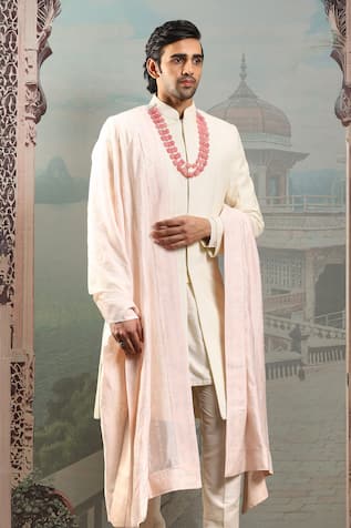 Asuka Thread Embroidered Pink Silk Stole 