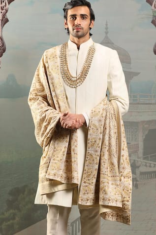 Asuka Gold Zardozi Embroidered Stole 