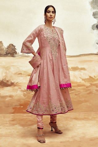 PUNIT BALANA Dusky Pink Marodi Anarkali Set 