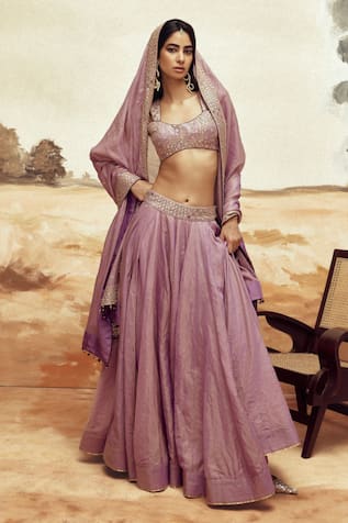 PUNIT BALANA Mirror Embroidered Lilac Lehenga Set 