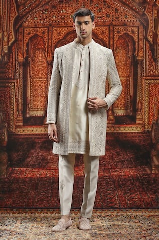 Asuka Silk Geometric Embroidered Sherwani Set 