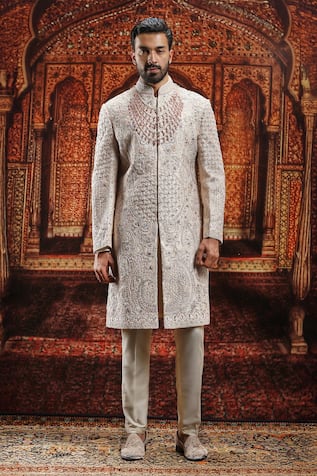 Asuka Embroidered Raw Silk Sherwani Set 