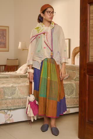 Swatti Kapoor Ivory Jamdani Woven Shirt With Slip 