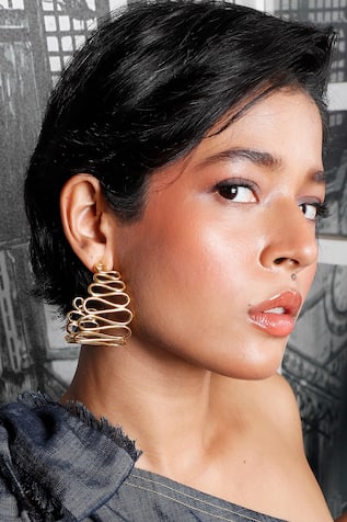 Wavy Curved Gold Hoops 