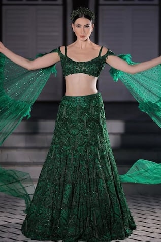 Kaynaat By Aanchal Sawhney Crystal Cutdana Embroidered Lehenga Set 