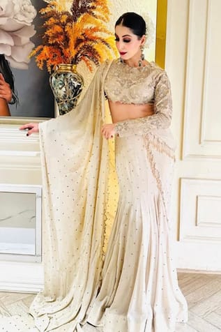 Kaynaat By Aanchal Sawhney Cutdana Embellished Mermaid Saree & Blouse 
