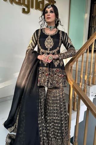 Kaynaat By Aanchal Sawhney Zardozi Embroidered Anarkali Gharara Set 