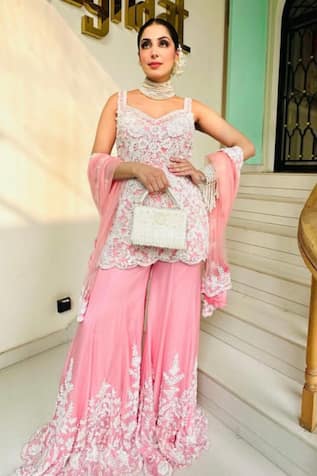 Kaynaat By Aanchal Sawhney Floral Embellished Kurta Sharara Set 