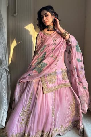 Kaynaat By Aanchal Sawhney Zardozi Embroidered Pink Kurta Set 