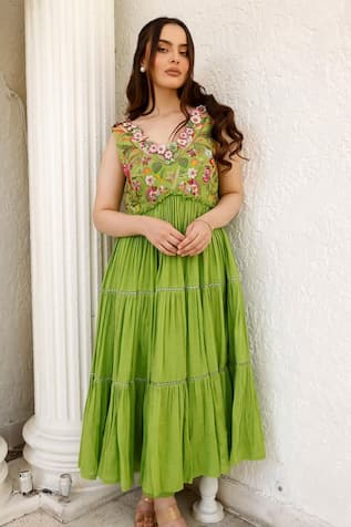 Kaynaat By Aanchal Sawhney Flower Yoke Embroidered Anarkali 