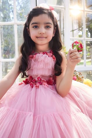 Pnk Isha Arora (Pink) Embroidered Pink High Low Dress 