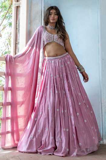 Enamour By Radha Cutdana Sequin Embroidered Lehenga Set 