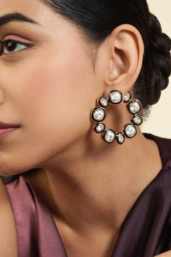 Isharya Crystal Embellished Cutwork Hoops 