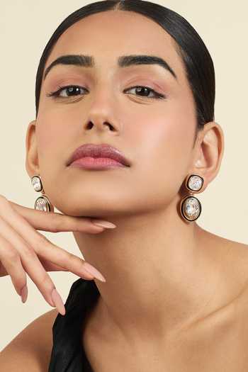 Isharya Gold Crystal Embellished Danglers 