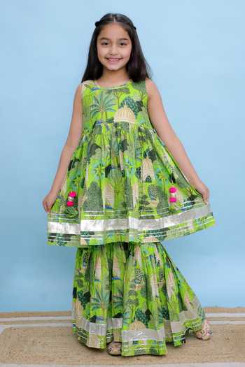 Kalp Botanical Print Kurta & Sharara Set 