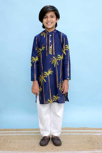 Kalp Elephant Palm Tree Printed Kurta & Pant Set 