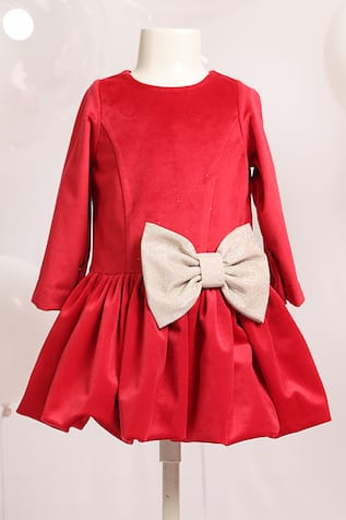 Pnk Isha Arora (Pink) Bow Embellished Red Dress 