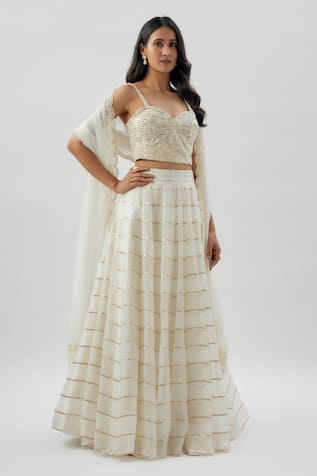 Apsara Stripe Pattern Lehenga Corset Set 