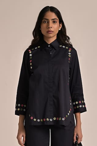 Black Thread Embroidered Shirt 