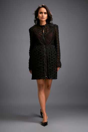Deepika Arora Geometric Cutwork Panel Dress 