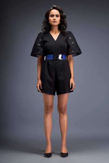 Deepika Arora Sleeve Embroidered Playsuit With Belt 