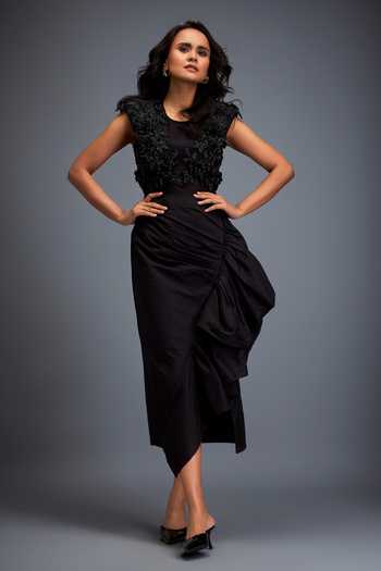 Deepika Arora Swarovski Crystal Embroidered Top & Skirt Set 