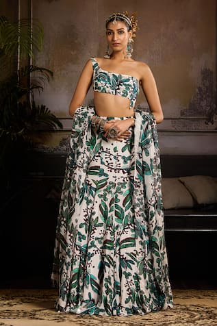 Diyarajvvir Bloom Print One Shoulder Lehenga Set 