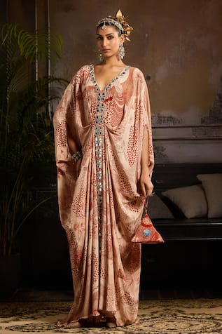 Diyarajvvir Gulbahar Print Kaftan With Potli Bag 