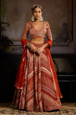 Diyarajvvir Chevron Print Lehenga Set 