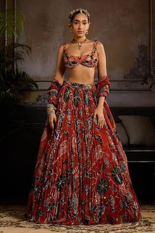 Diyarajvvir Leaf Print Designer Lehenga Set 
