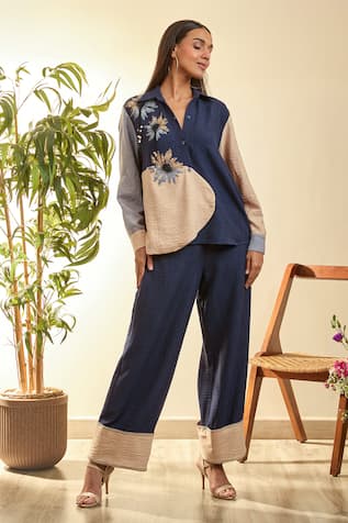 Babita Malkani Mosaic Floral Embroidered Shirt & Pant Set 