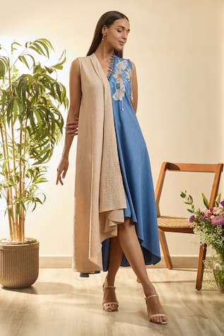 Babita Malkani Embroidered Asymmetric Dress 