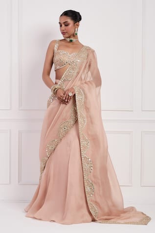 Neha Khullar Blush Pink Pre-Draped Lehenga Saree Set 